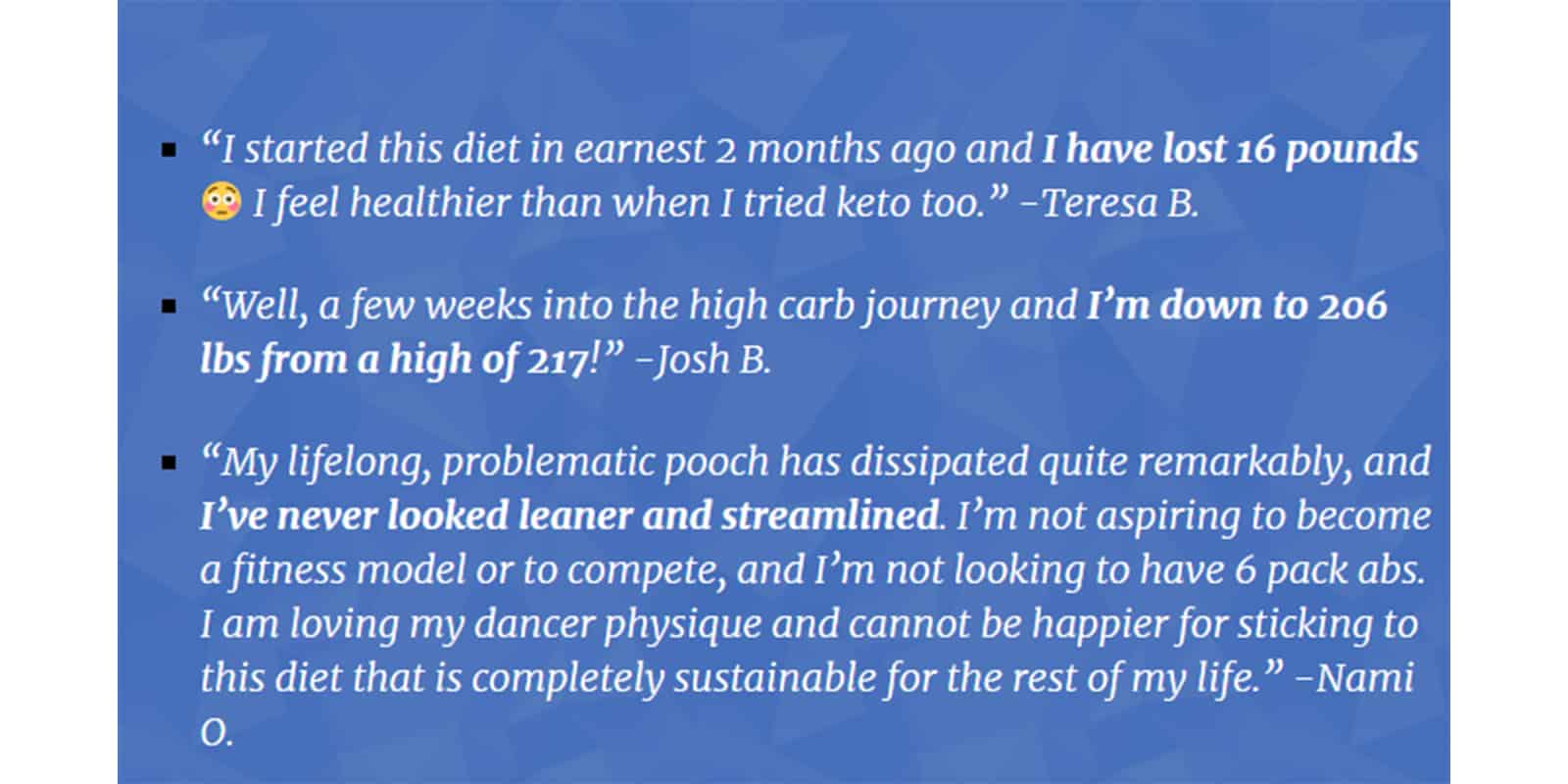 High Carb Fat Loss customer review
