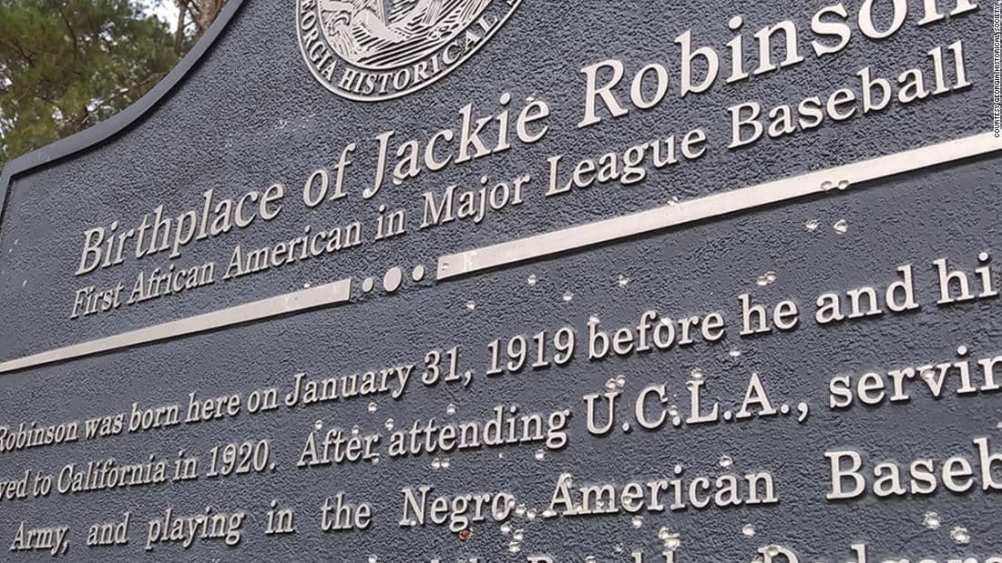 Historical Marker for Jackie Robinson in Georgia found Covered with Bullets