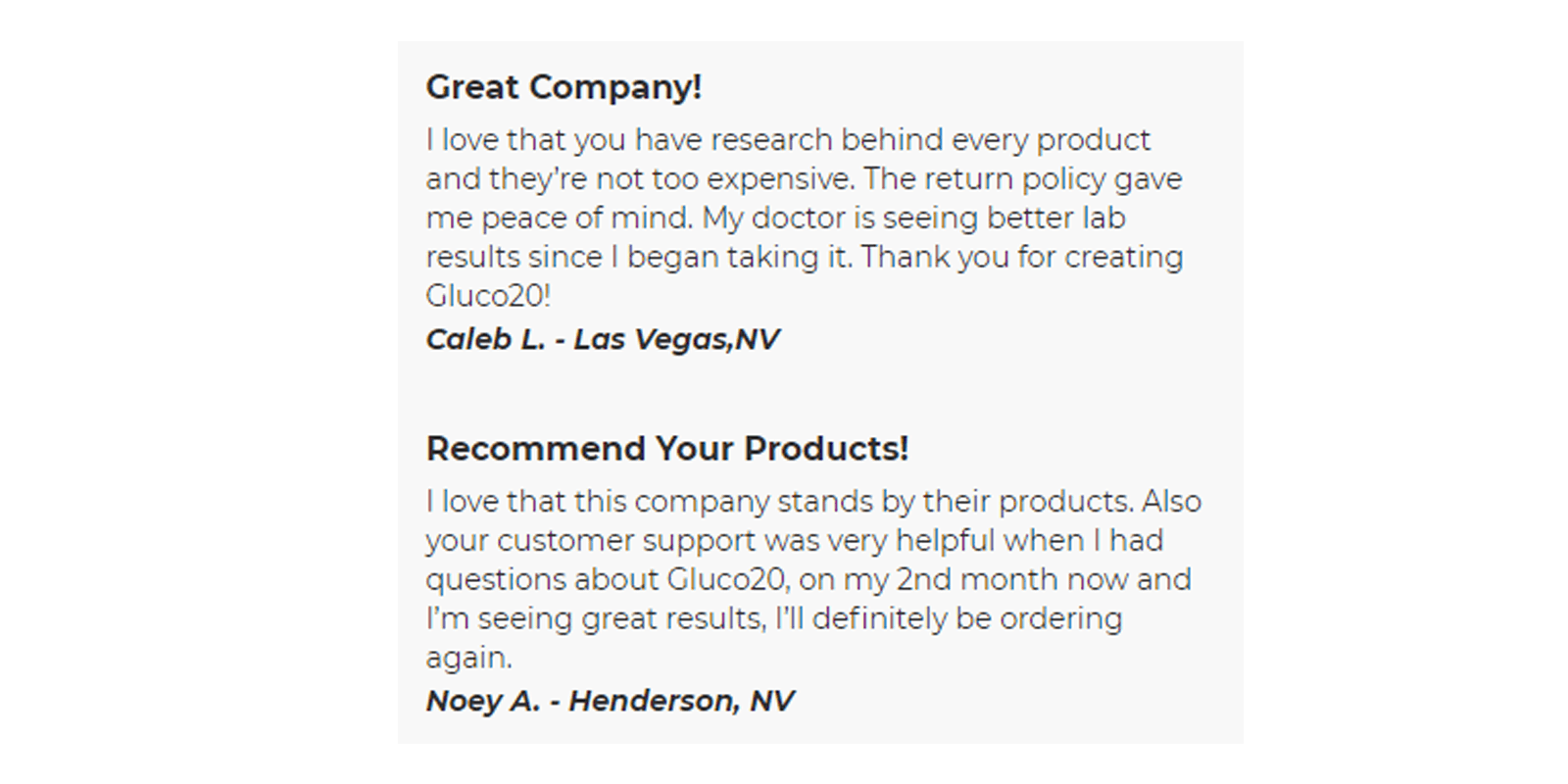 Gluco20 customer reviews