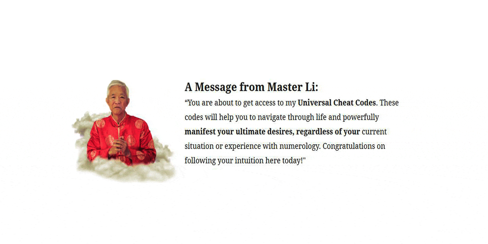 Master Li's Universal Cheat Codes-Message From Master Li