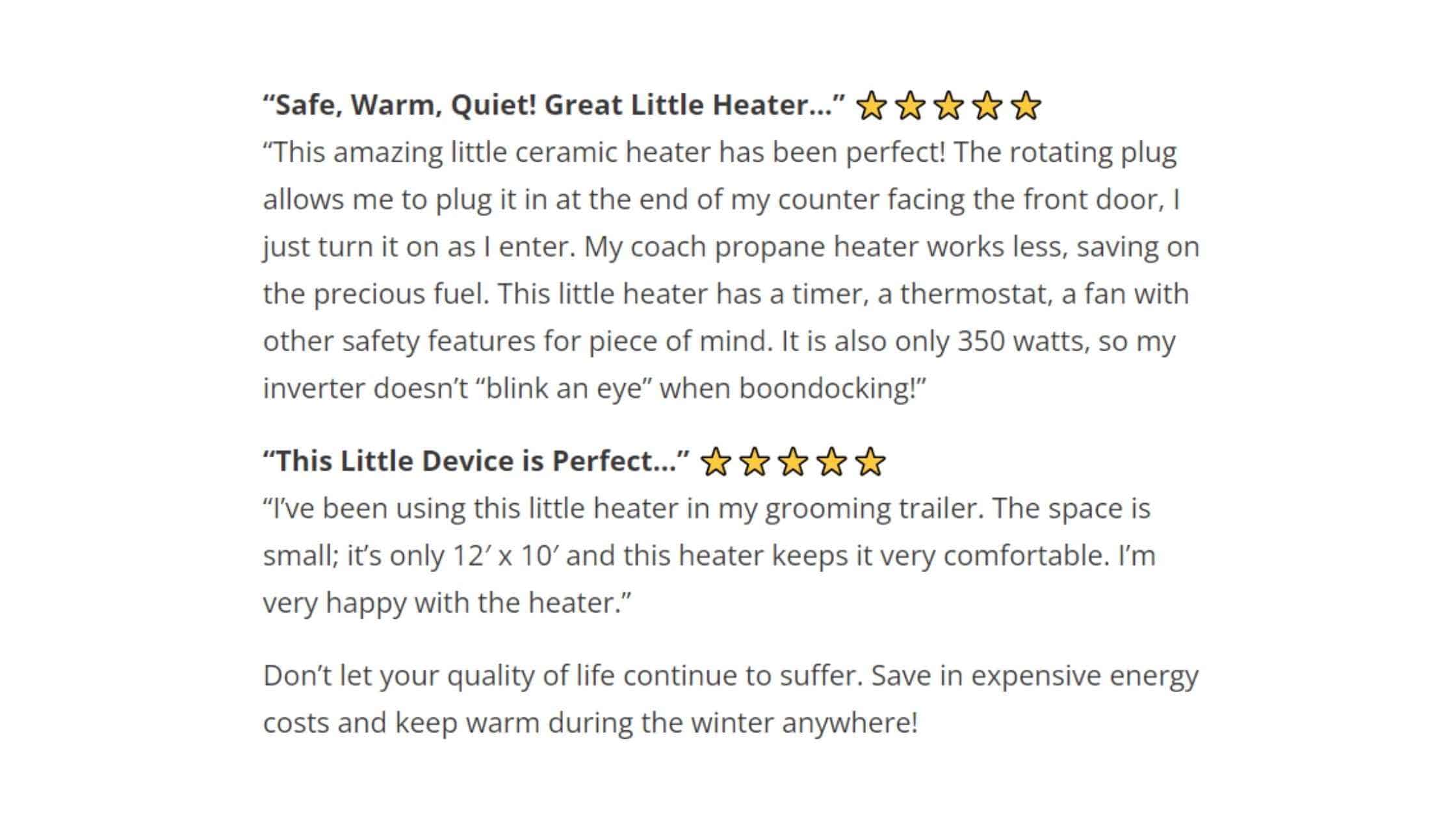Heater Pro X Customer Reviews