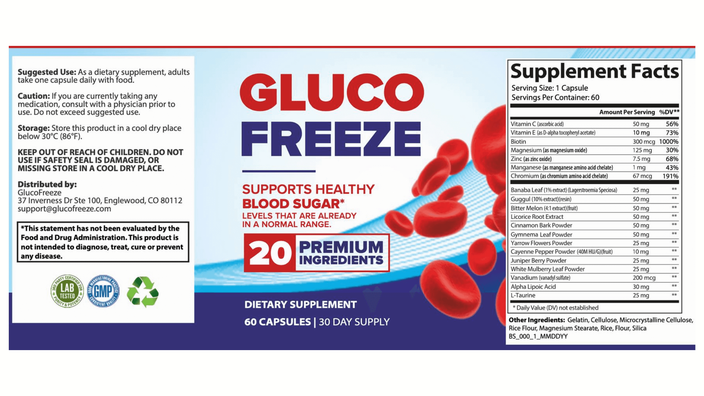 Glucofreeze supplement facts