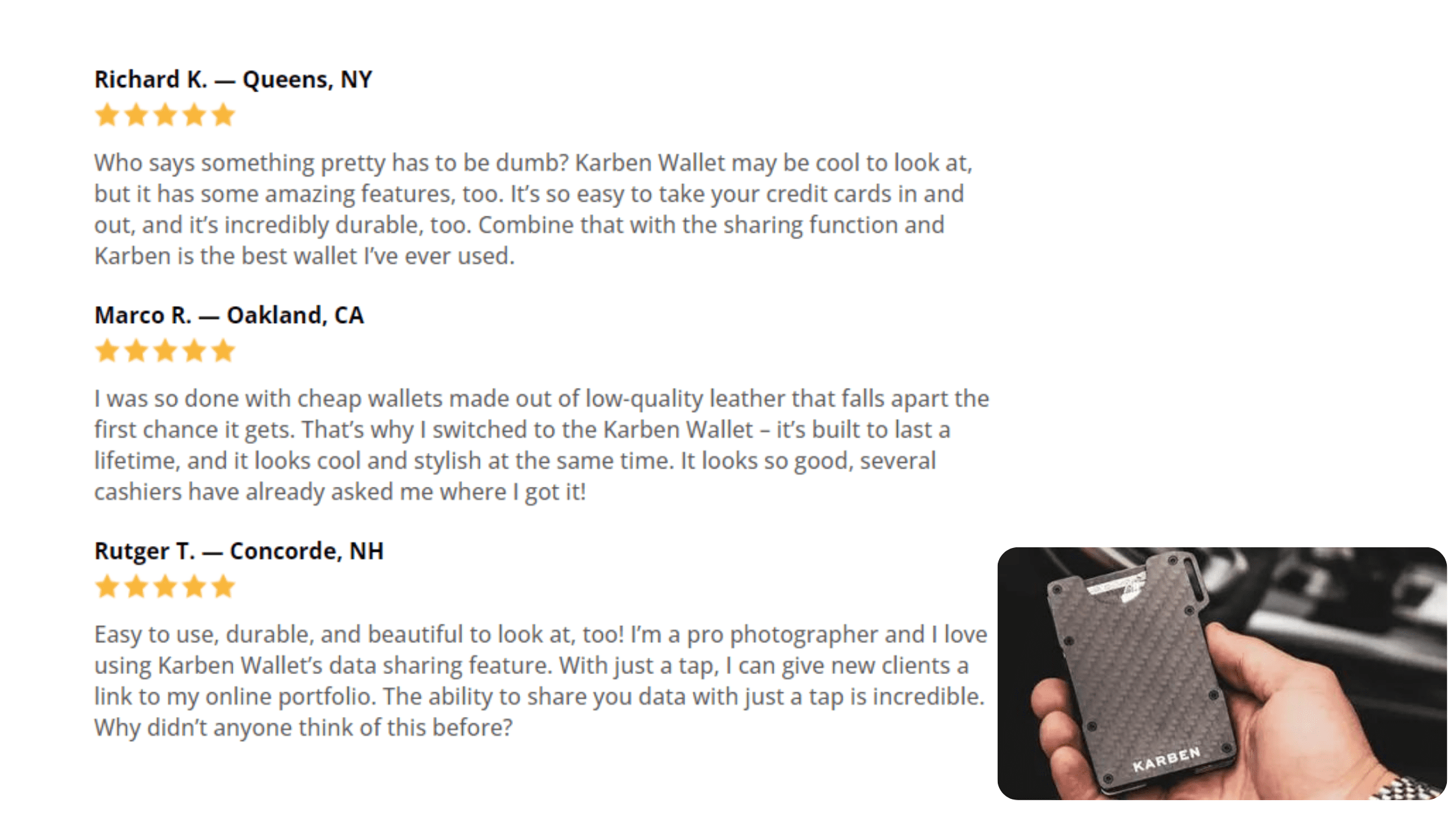 Karben Wallet Customer Reviews