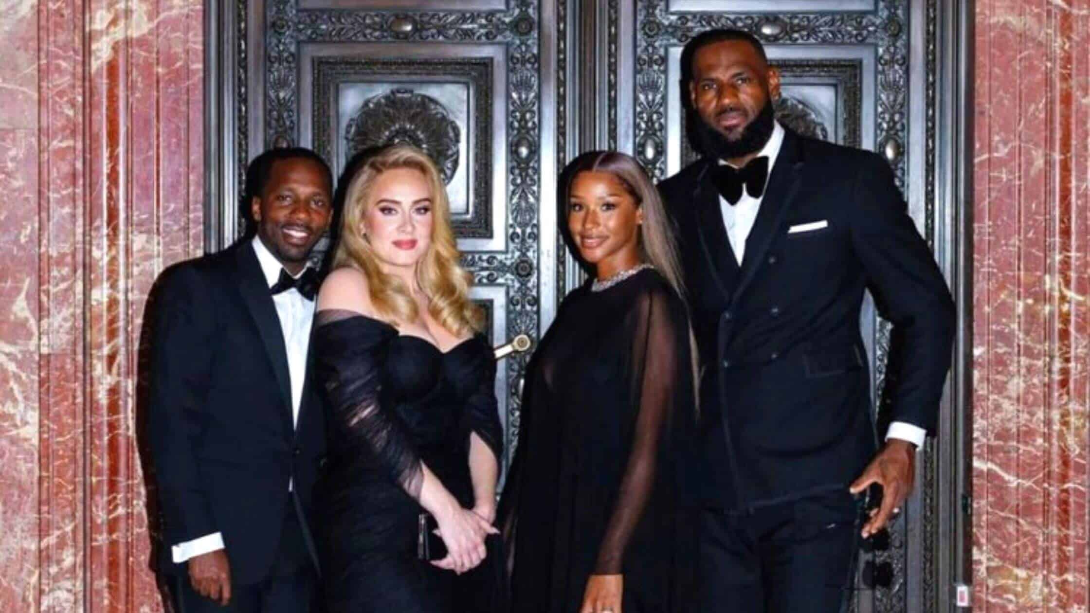 Adele Pose With Rich Paul, Lebron James, And Savannah James At Kevin Love's Wedding In New York