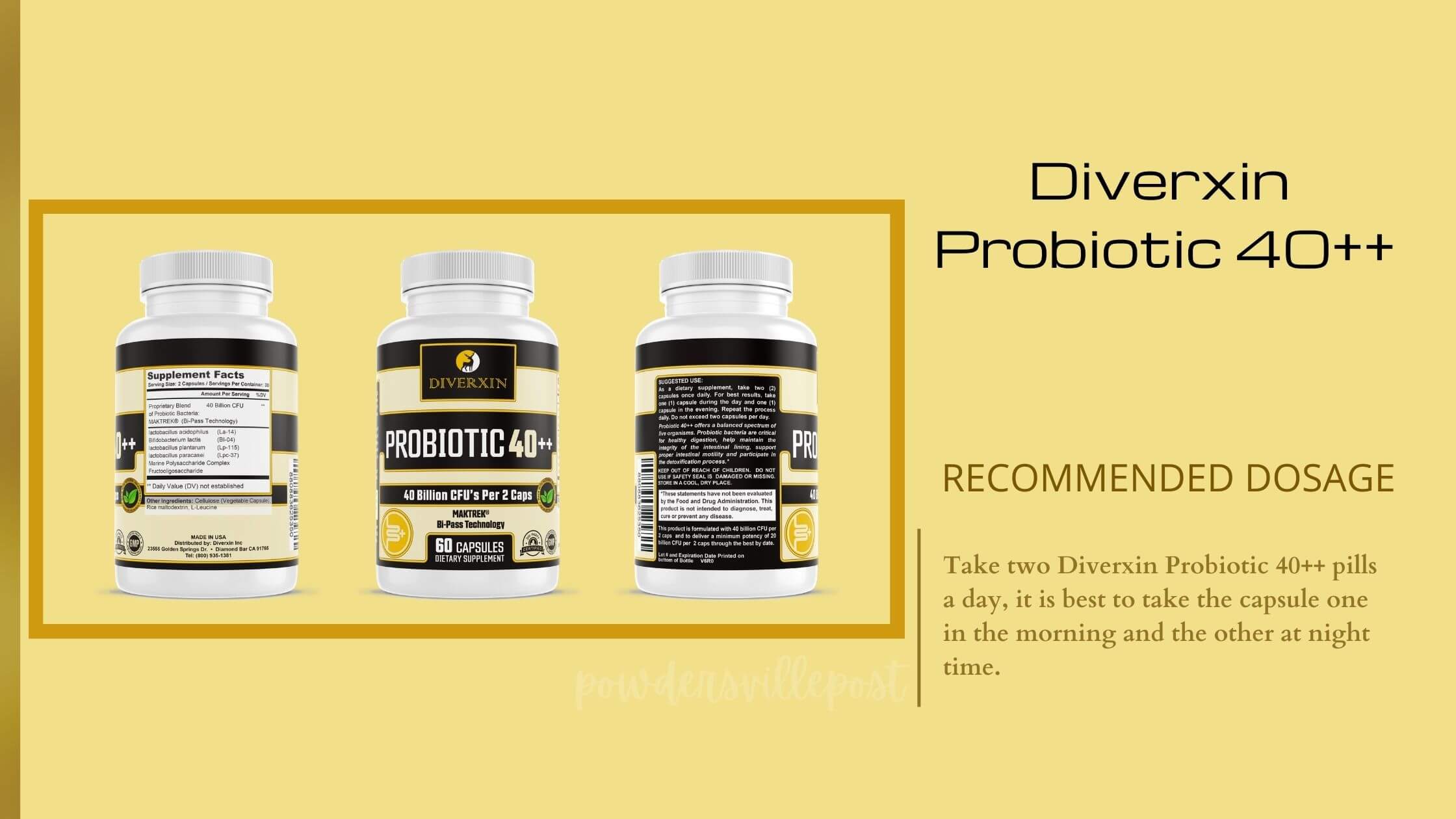 Diverxin Probiotic 40++ Detox Pill Dosage