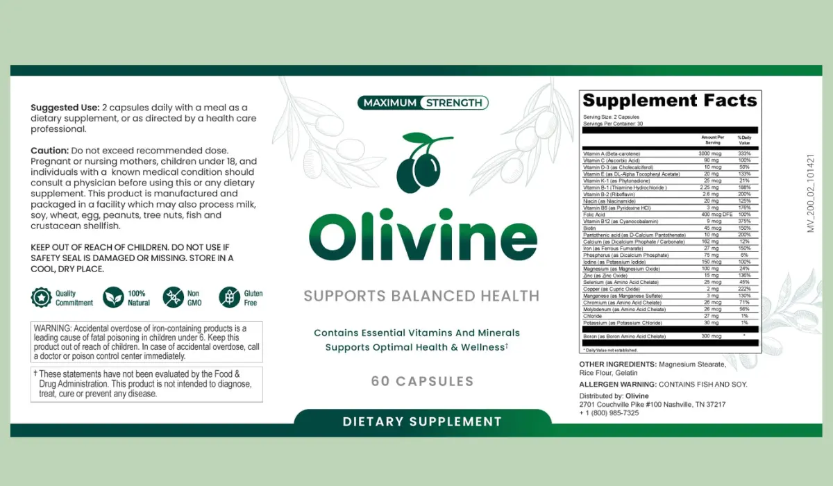 Olivine Supplement Facts