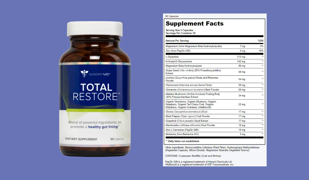 Total Restore Supplement Facts
